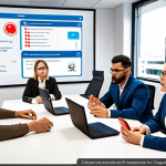 **

Prompt: A diverse group of office workers participating in an interactive cybersecurity training session with gamification elements. Include visuals of a quiz, competition, or role-playing scenario related to identifying phishing emails. The atmosphere should be engaging and emphasize the importance of security awareness. Focus on a bright, modern office setting.

**