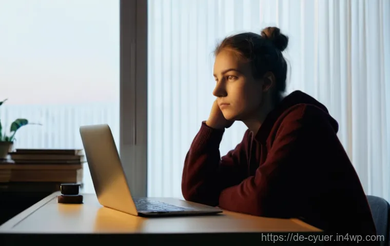 사이버 공격의 심리적 영향과 대응 방법 - **Prompt 1: The Weight of Digital Vulnerability**
    A realistic, cinematic photograph depicting an...