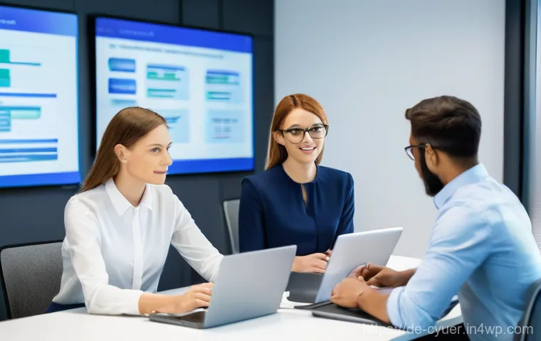 사이버 공격 발생 시 내부 조사 절차 - A detailed illustration depicting a female cybersecurity forensic specialist intently examining holo...