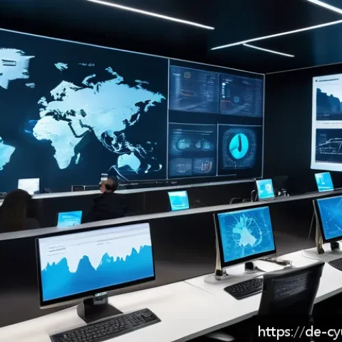Home 17 사이버 공격 대응을 위한 위험 분석 기법 - A modern corporate office setting with diverse cybersecurity professionals analyzing digital risk ma...